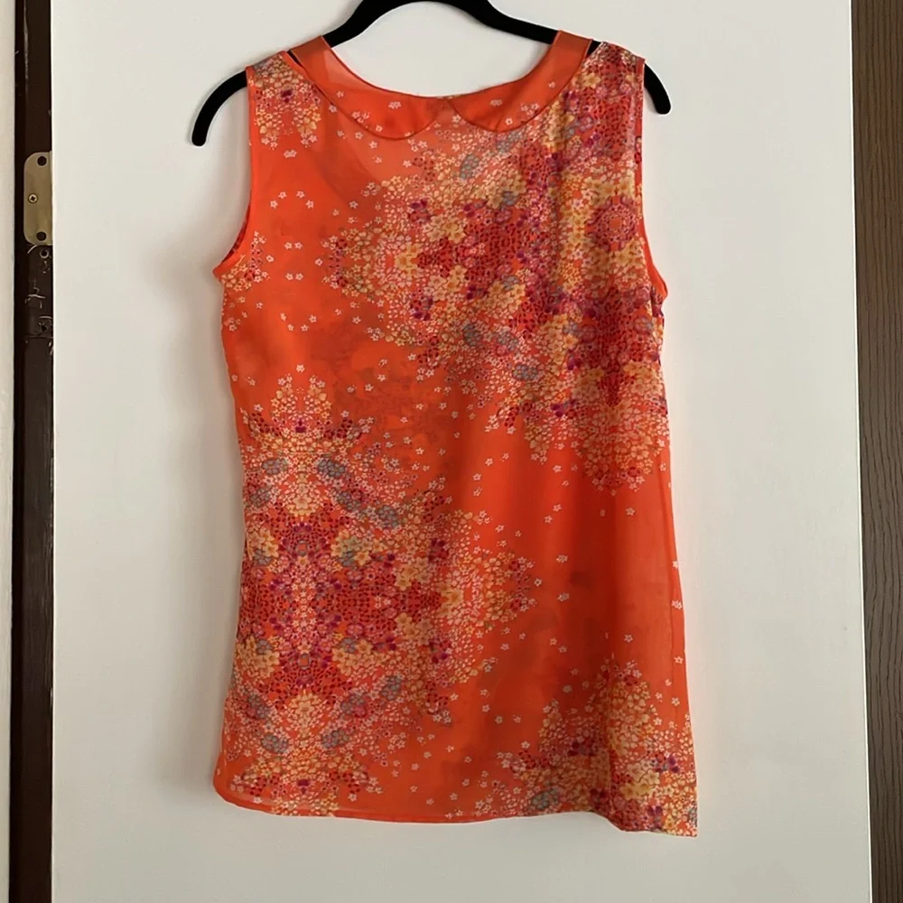 CAbi Orange Sleeveless Tank Top with Medallion Print - Picture 3 of 5